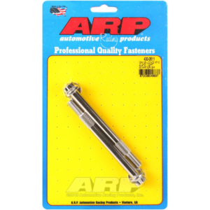 ARP 430-3511 GM LS starter bolt kit in package: two long stainless 12-point M10 bolts, 4.470 in.