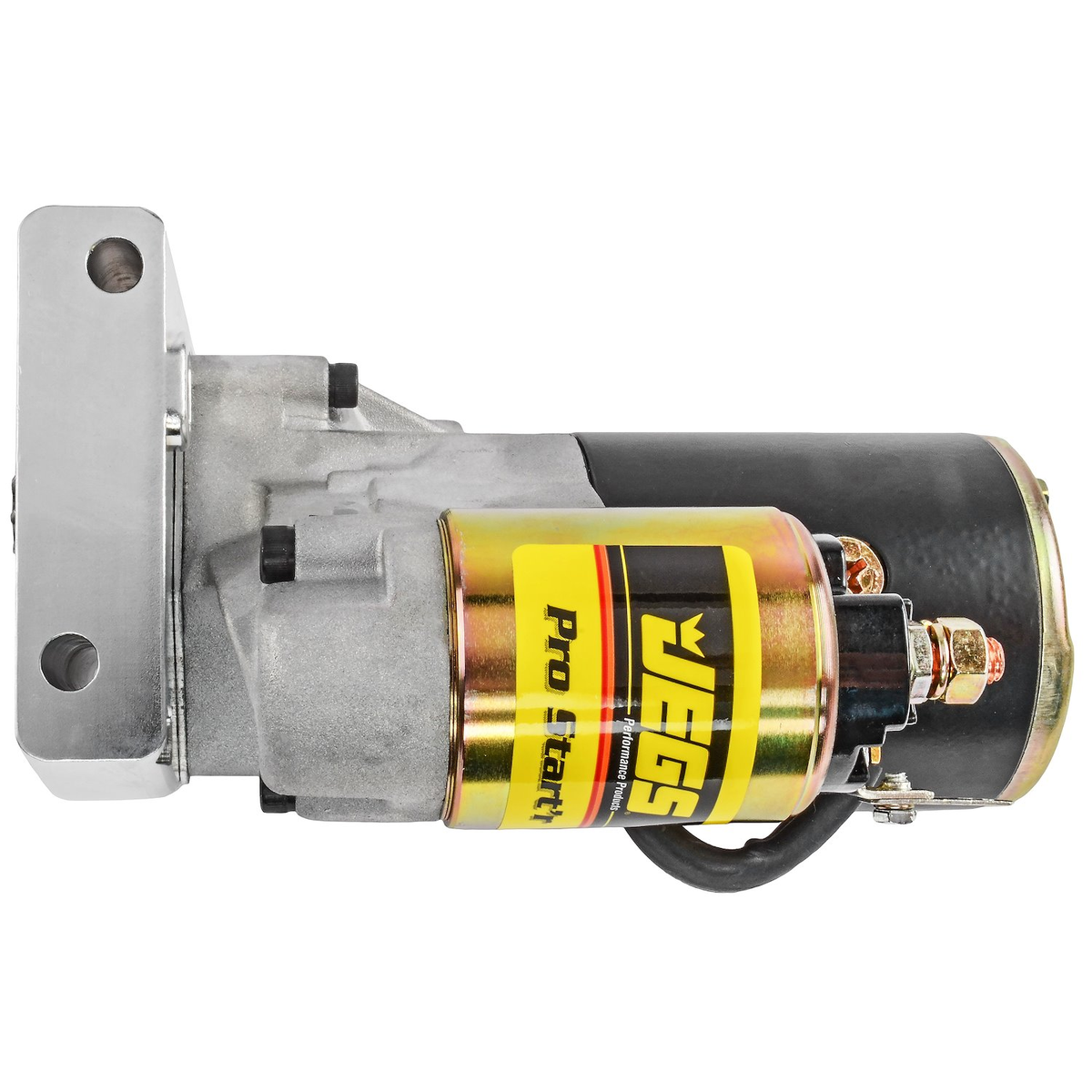 JEGS 10042 LS mini starter side profile showing solenoid