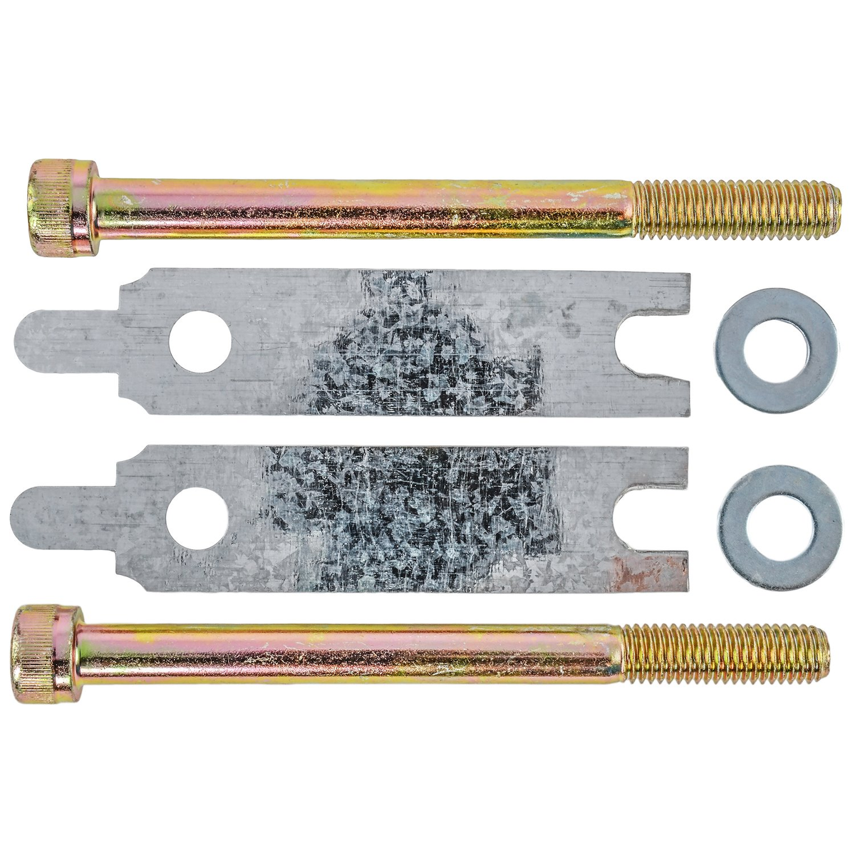 Hardware included with the JEGS 10042 starter: bolts, washers, and shims